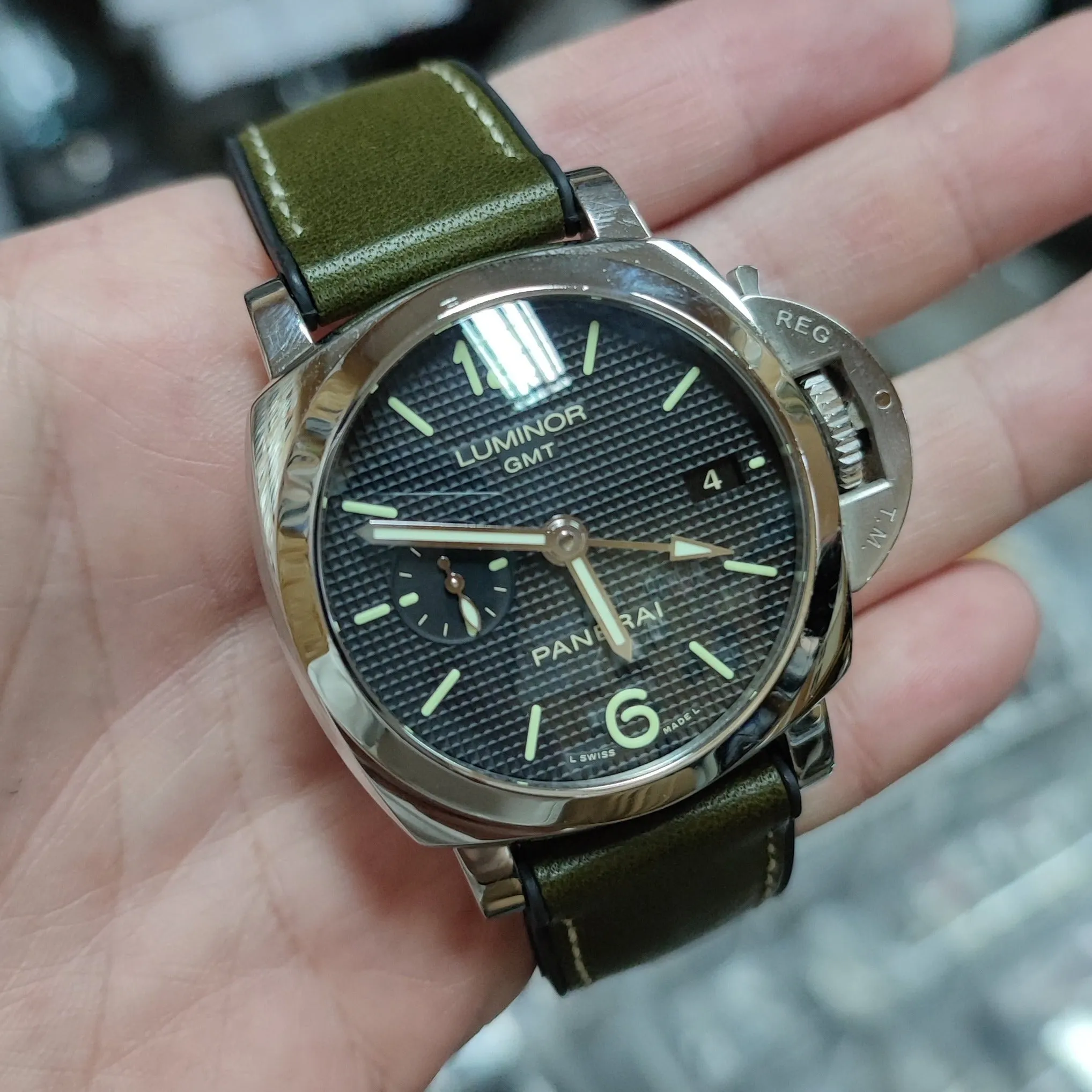 18mm, 20mm, 22mm Olive Green Italian Calf Leather Rubber Watch Strap