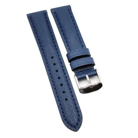 18mm Blue Cross Pattern Calf Leather Watch Strap