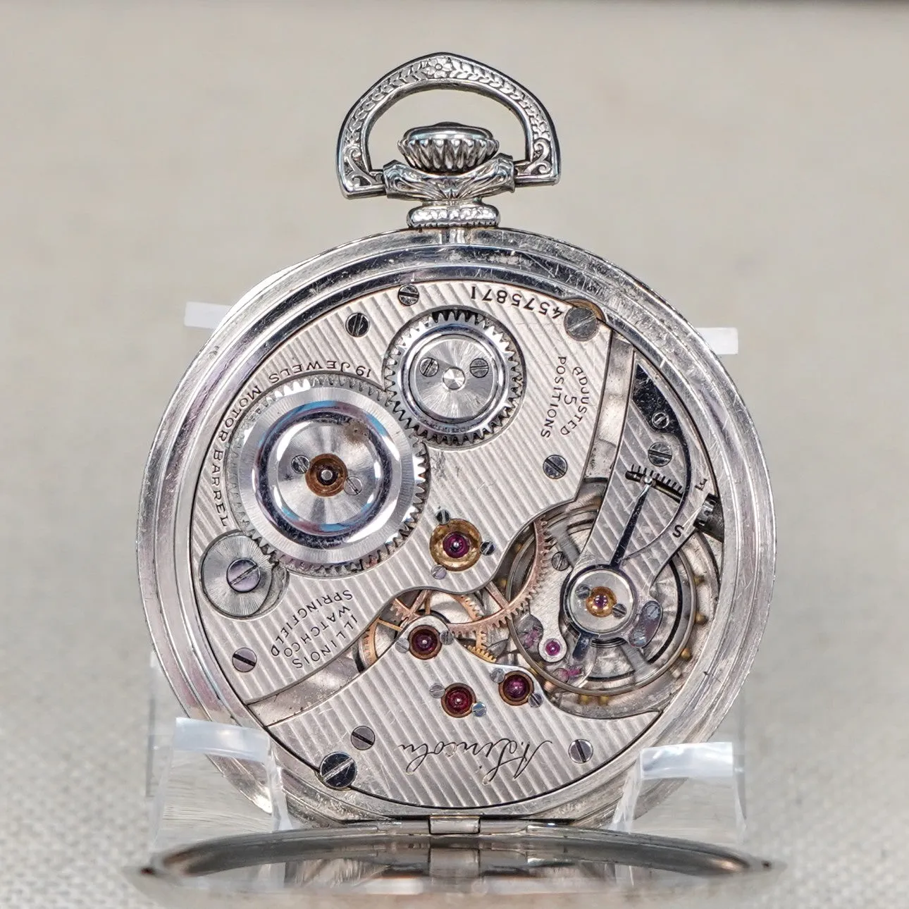 1925 ILLINOIS A. Lincoln Dress Pocket Watch 12s Openface 19 Jewels Grade 527 ADJ