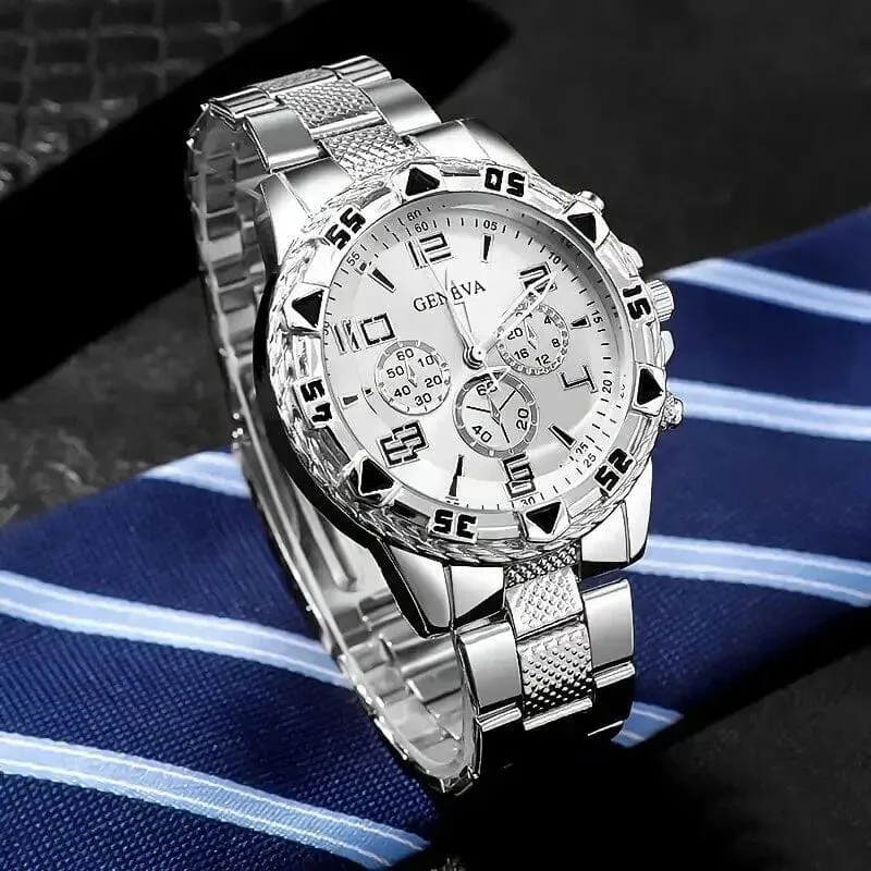 2-Pieces: High-End Fashion Handsome Quartz Wrist Watch