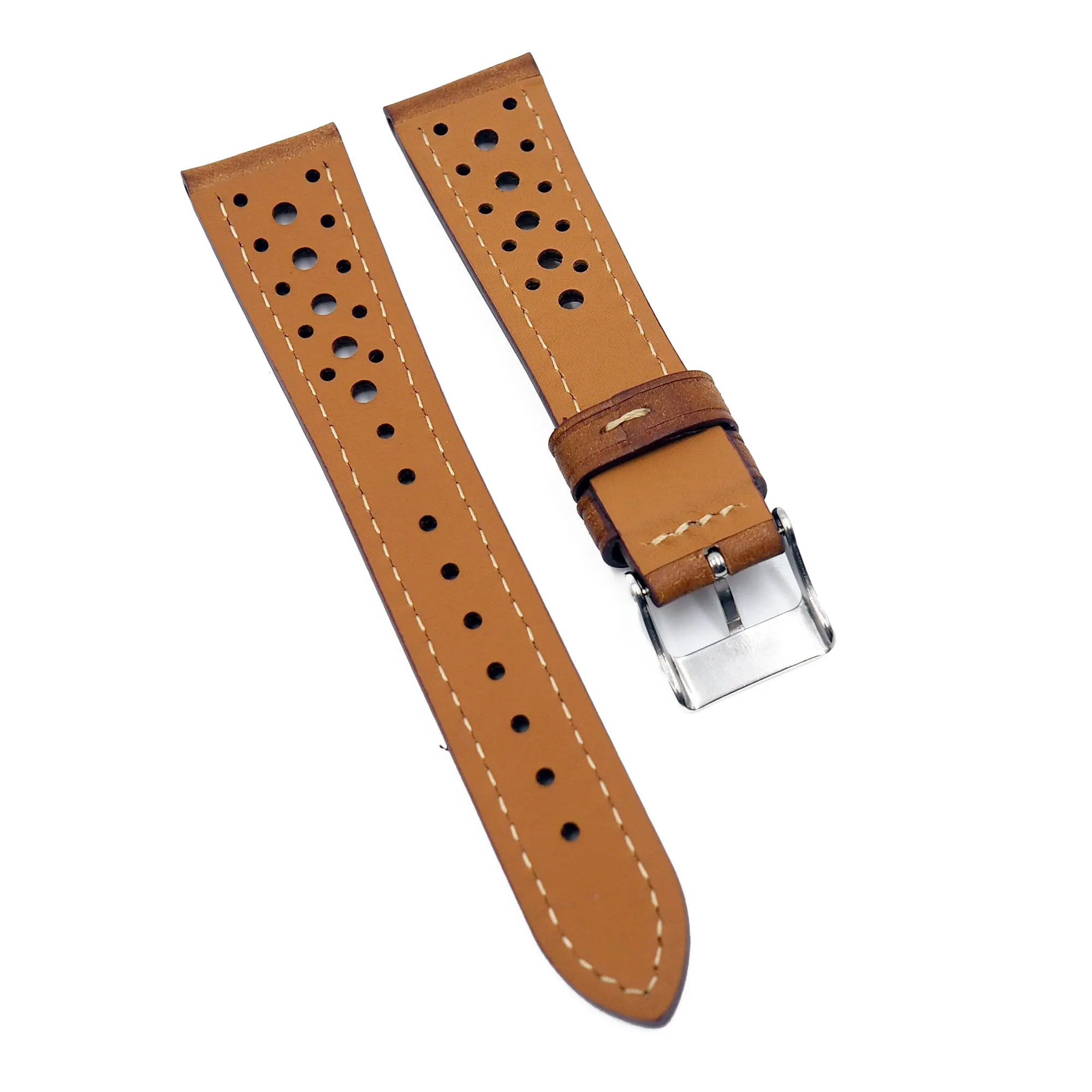 20mm, 21mm Spice Orange Pueblo Calf Leather Racing Watch Strap