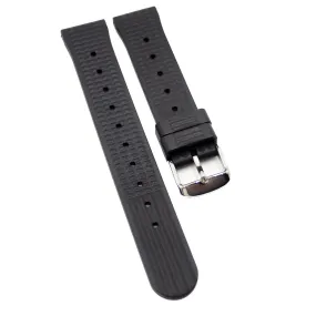 20mm, 22mm Waffle Pattern Black Rubber Watch Strap For Seiko
