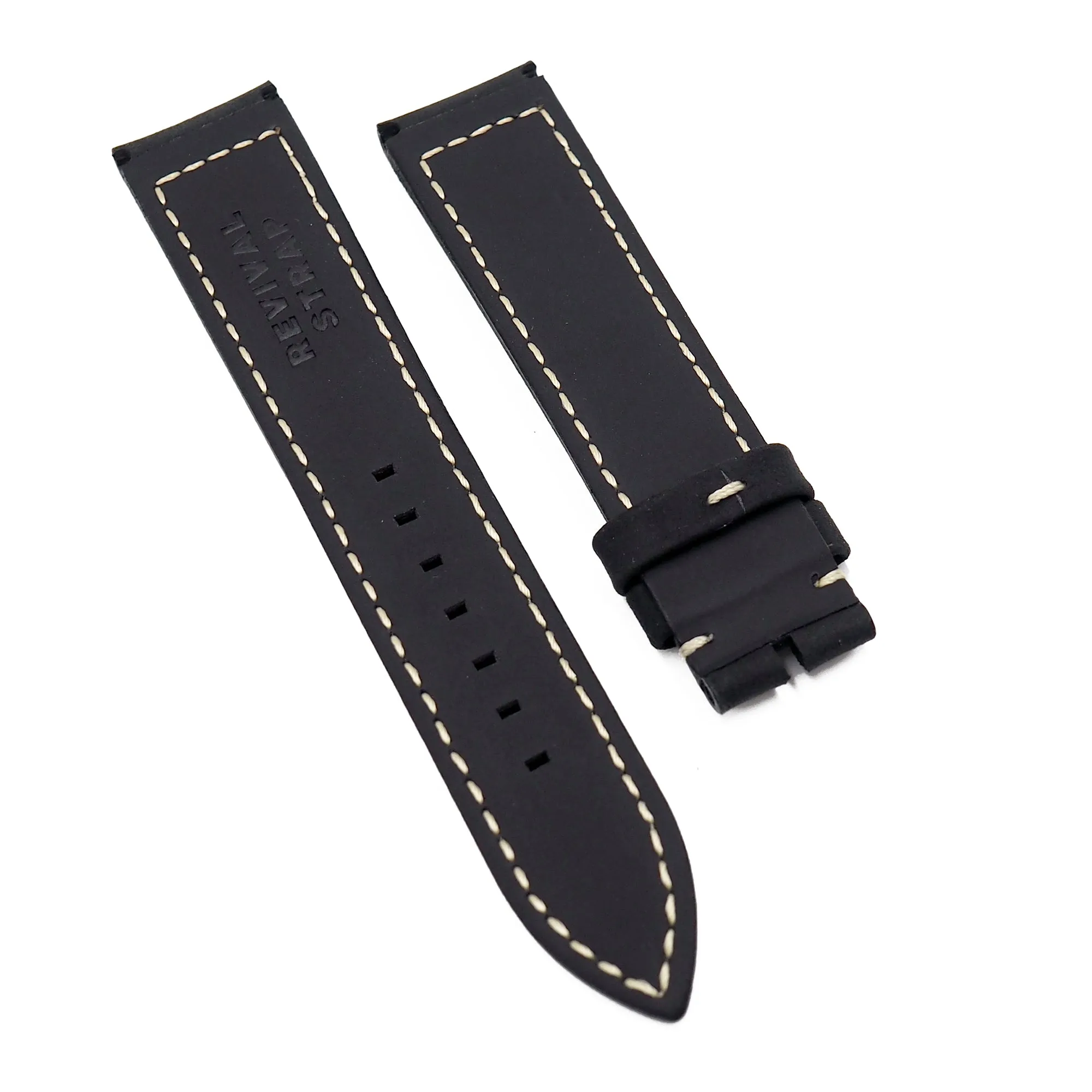20mm Black Matte Calf Leather Watch Strap For Zenith