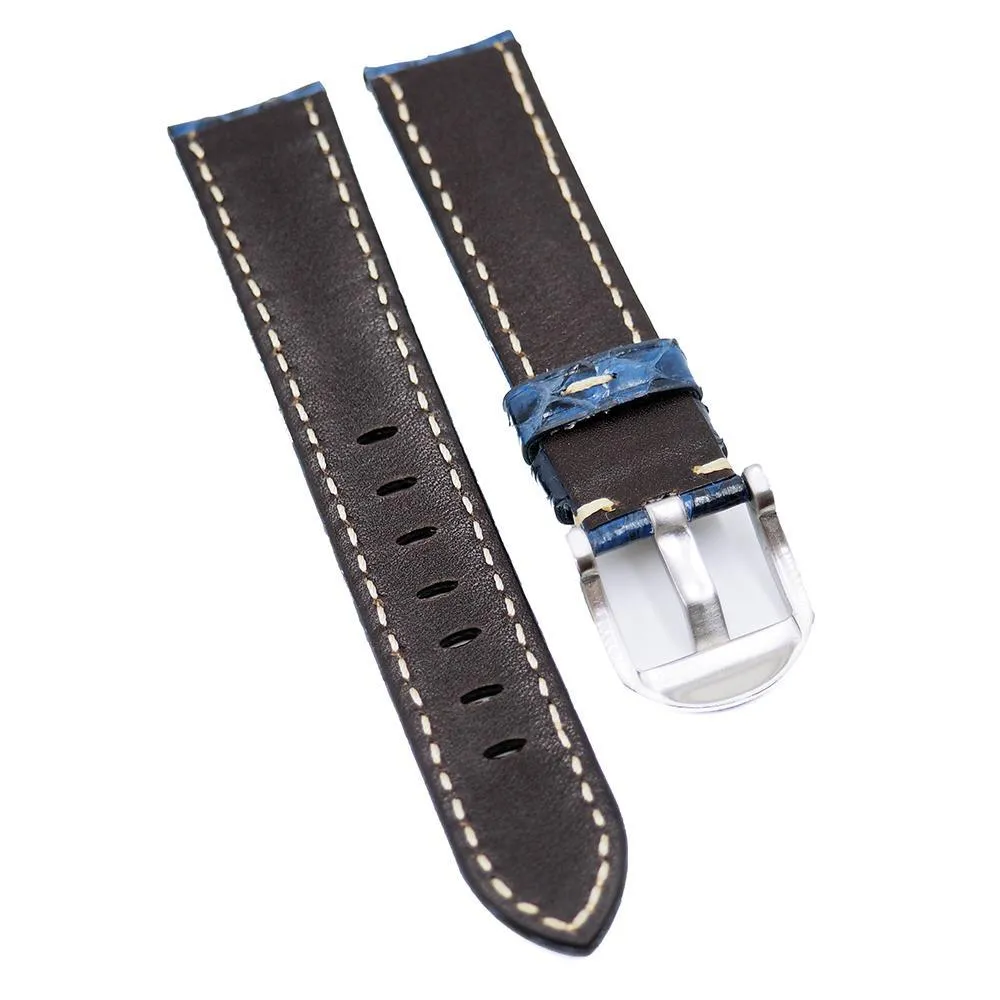 20mm Blue Snake Leather Watch Strap
