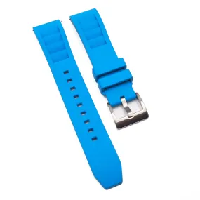 20mm RM Vented Pattern Straight End Sky Blue FKM Rubber Watch Strap, Quick Release Spring Bars