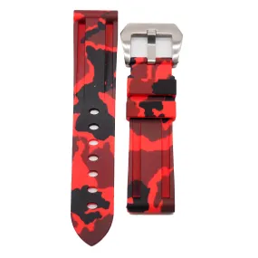 22mm, 24mm Camouflage Red Rubber Watch Strap For Panerai