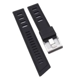 22mm Black FKM Rubber Dive Watch Strap, Quick Release Spring Bars