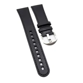 23mm Black Italy Calf Leather Watch Strap For Blancpain Fifty Fathoms