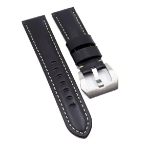24mm, 26mm Black Calf Leather Watch Strap For Panerai, Two Length Size