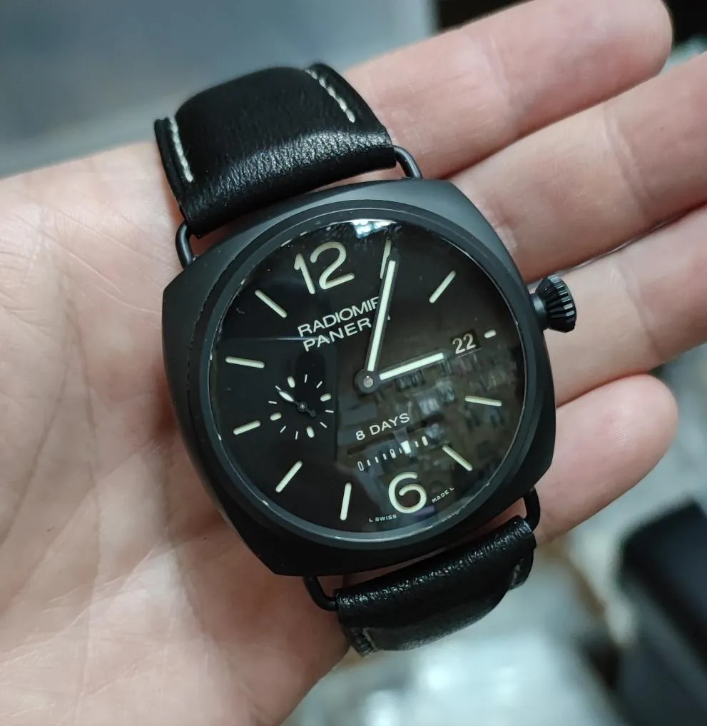 24mm, 26mm Black Calf Leather Watch Strap For Panerai, Two Length Size
