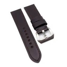 24mm, 26mm Dark Brown Calf Leather Watch Strap For Panerai