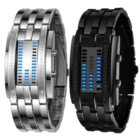 2PC Luxury Women Stainless Steel Bracelet Sport Watches - Date Digital LED - 4DS-100WLW