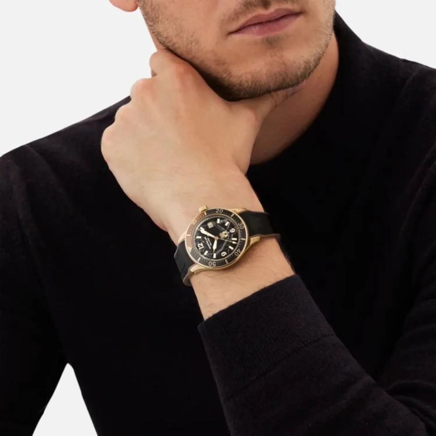 40MM MONTBLANC ICED SEA AUTOMATIC DATE WATCH WITH BRONZE CASE AND BLACK DIAL