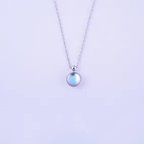 925 Sterling Silver Round Multicolored Stone Necklace