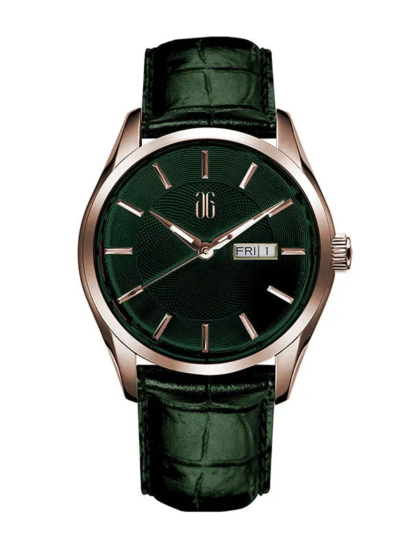 Aries Gold Automatic G 8024 Series Green Leather Strap G 8024 RG-GN Watch