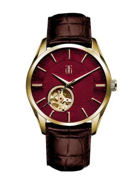 Aries Gold Red Dial Leather Strap G 8022 G-R Watch