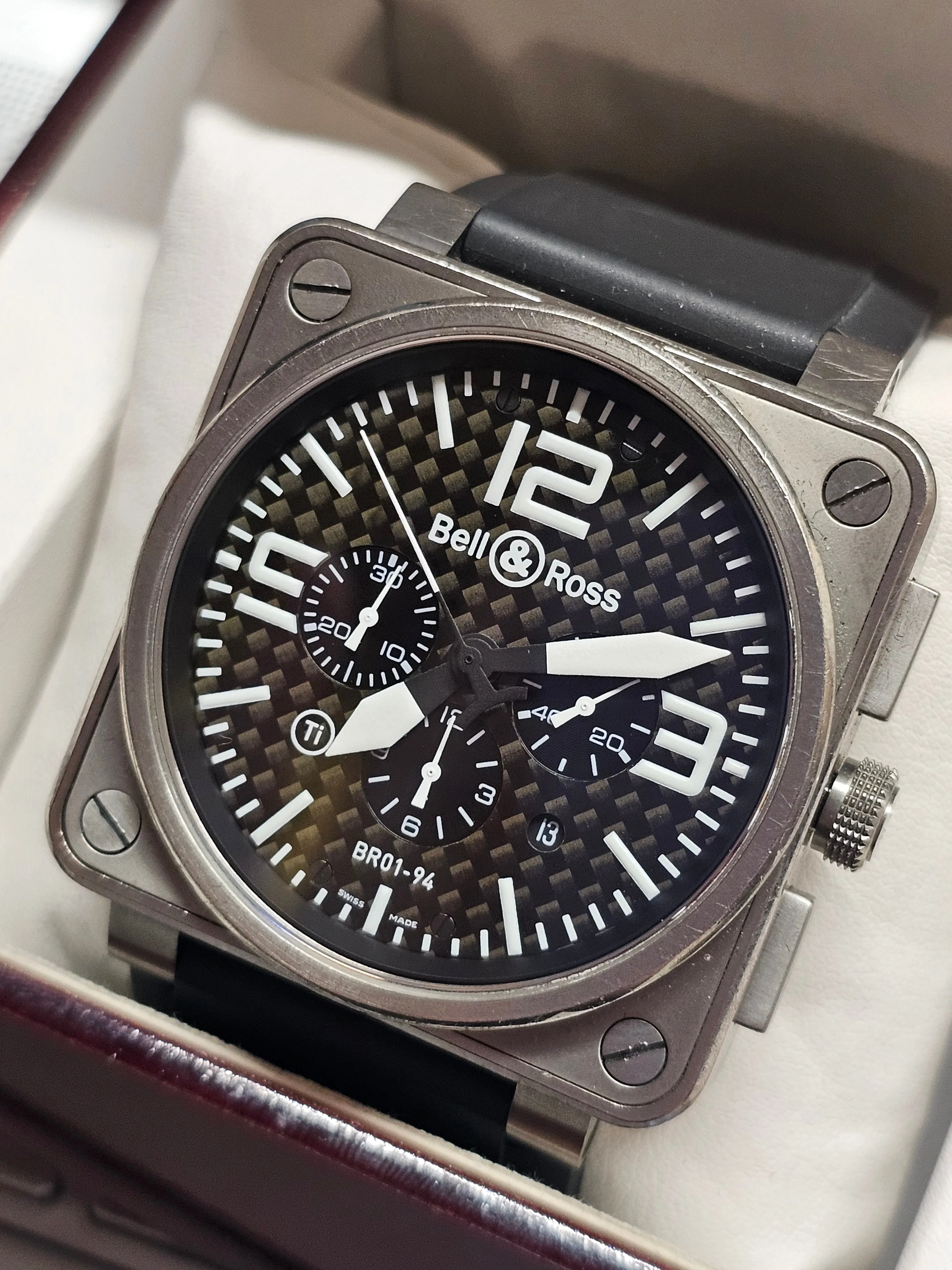 BELL & ROSS Aviation Style w/ Titanium Large Case Men's Watch- $15K APR w/ COA!!