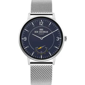 Ben Sherman Men's Analogue Watch with Stainless Steel Mesh Band and Blue Dial WB034USM