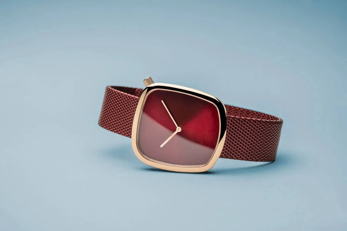 Bering 18034-363 Classic Red Stainless Steel Mesh Strap Unisex Watches
