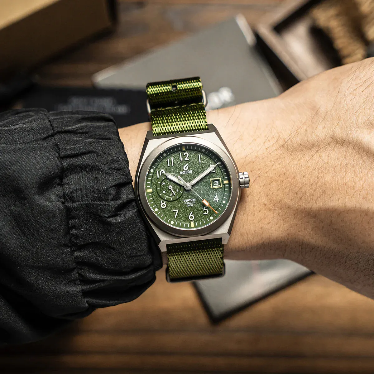 Boldr Venture Wayfarer Automatic Watch - Olive