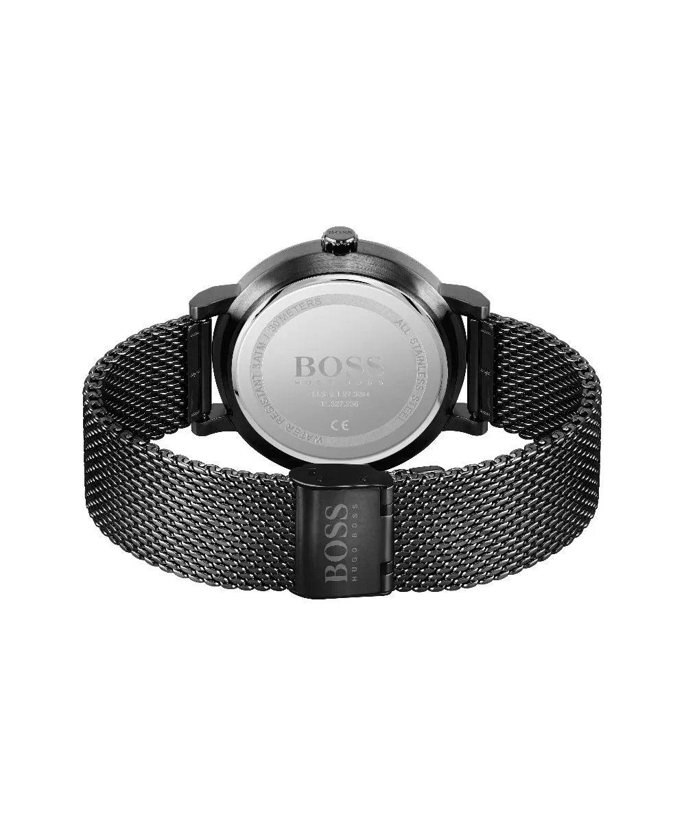 Boss Gents Confidence Black Ip Mesh Strap Watch