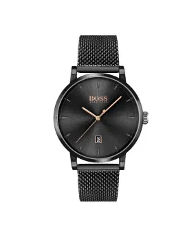 Boss Gents Confidence Black Ip Mesh Strap Watch