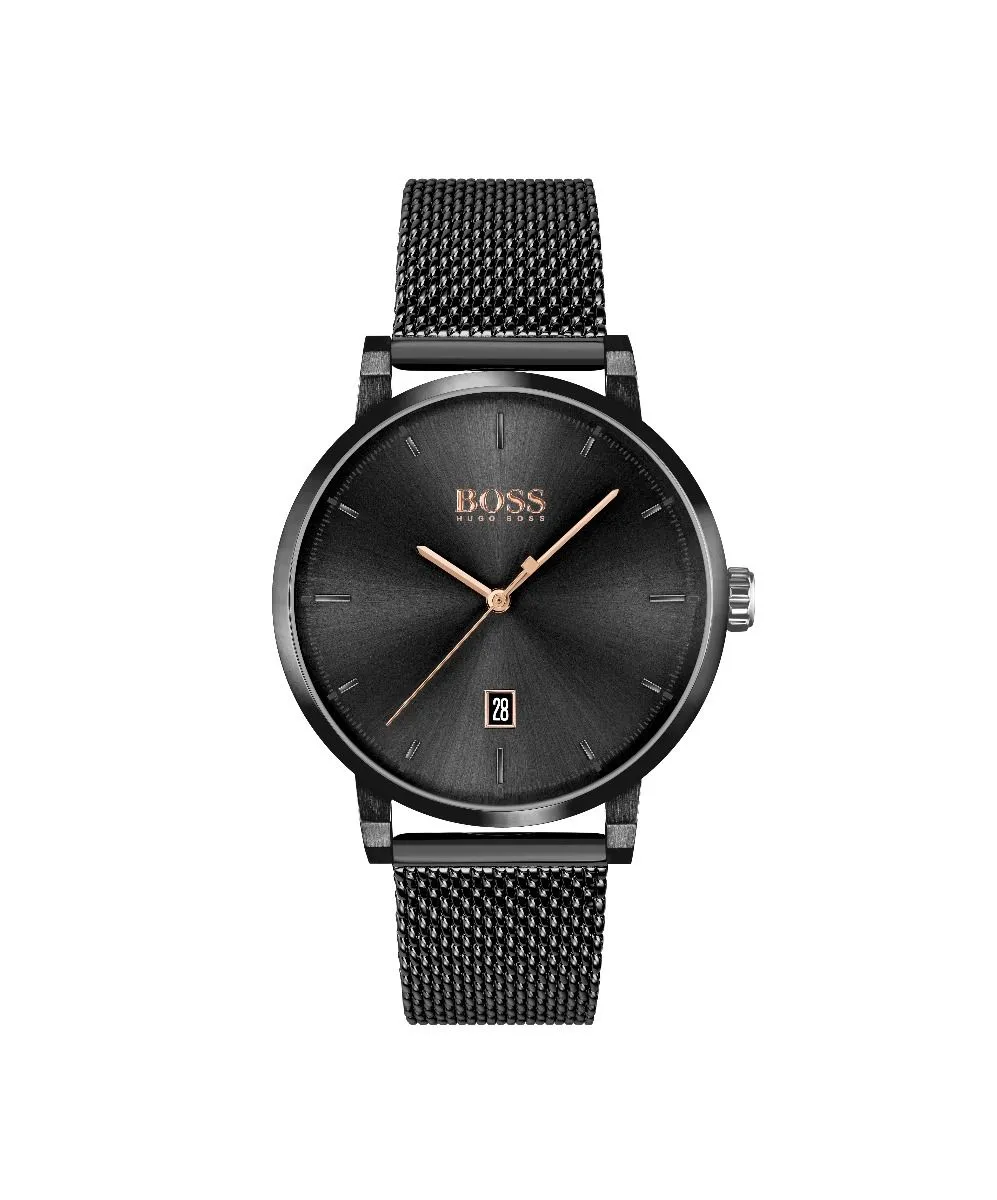 Boss Gents Confidence Black Ip Mesh Strap Watch