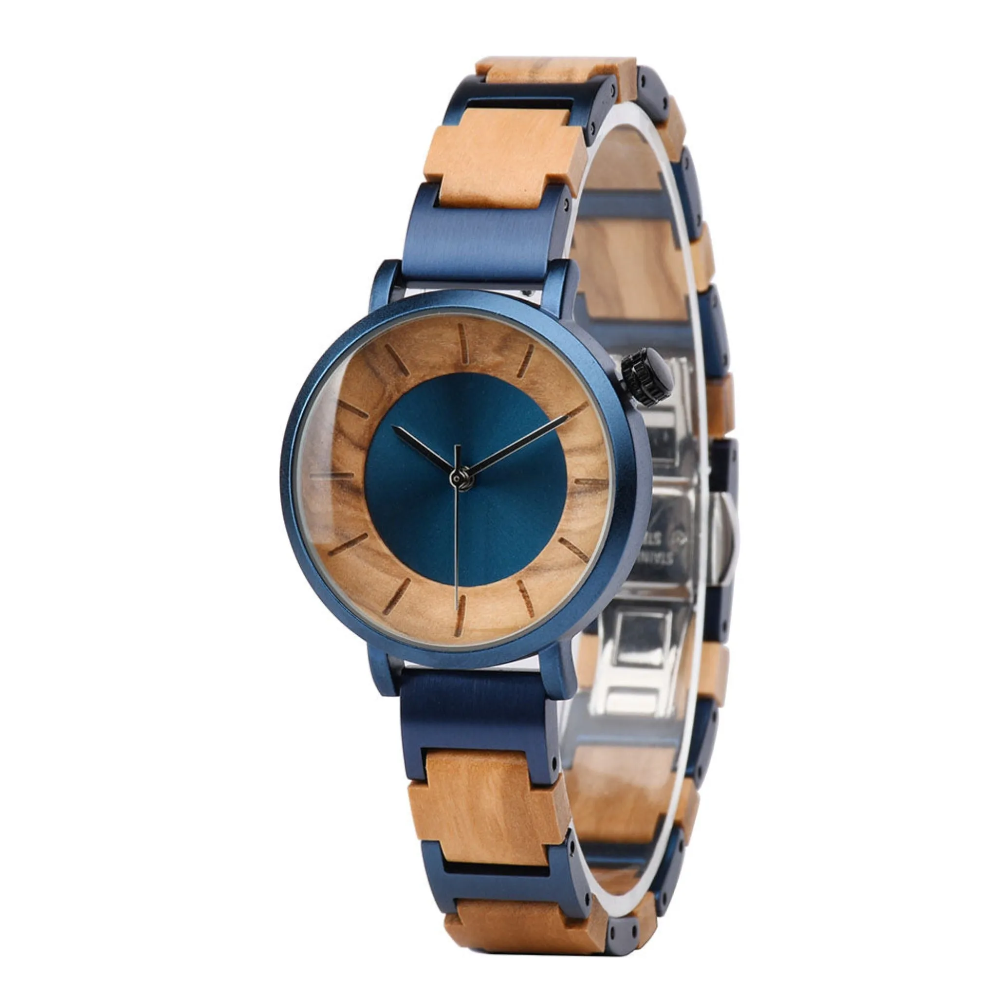 Boston - Blue Steel & Olive Minimal Couple Watches
