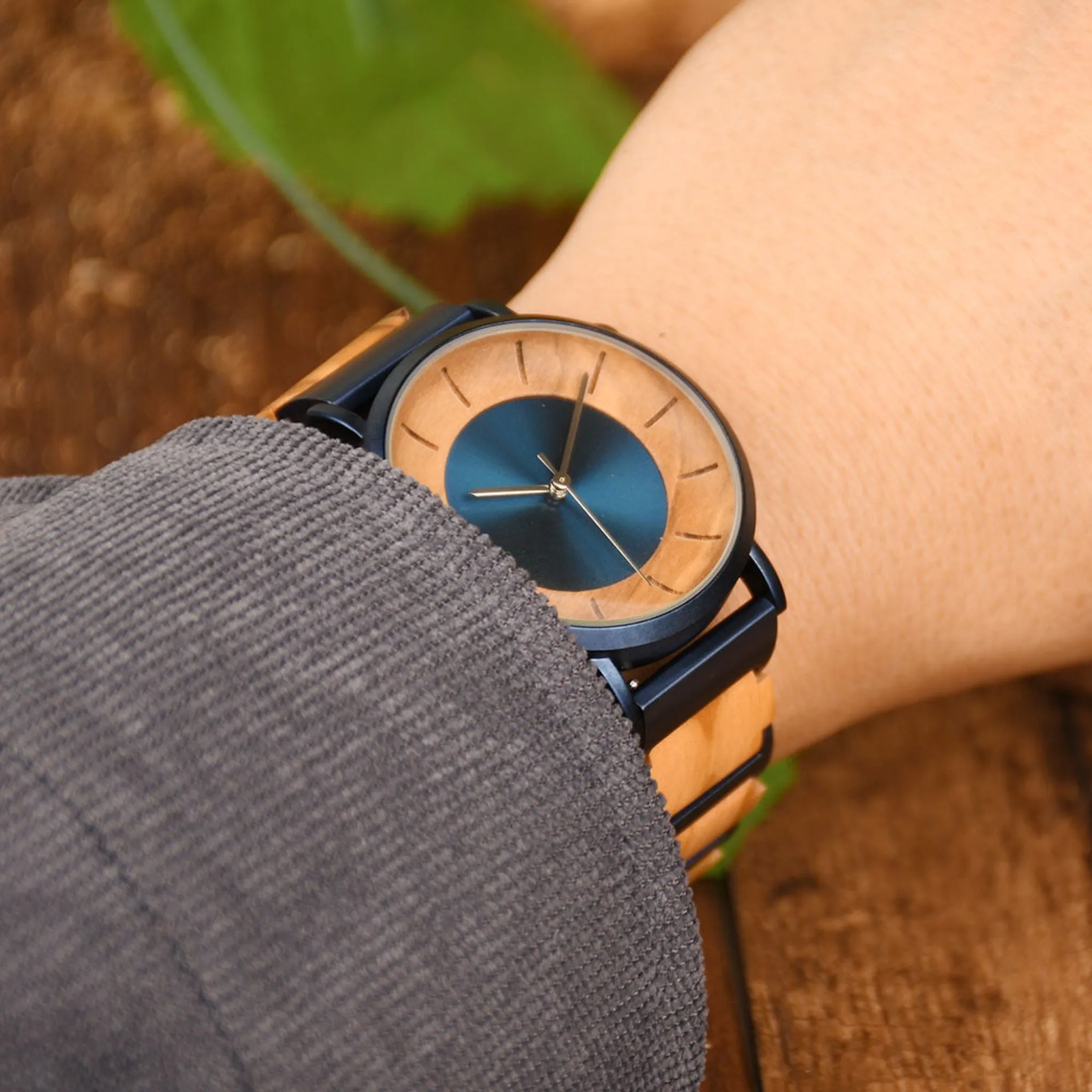 Boston - Blue Steel & Olive Minimal Couple Watches