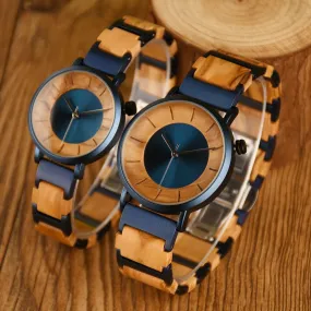 Boston - Blue Steel & Olive Minimal Couple Watches