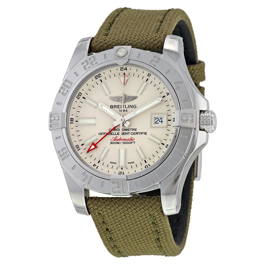 Breitling Avenger II GMT Automatic Silver Dial Green Fabric Men's Watch A3239011-G778GRFT A3239011-G778-106W-A20BA.1