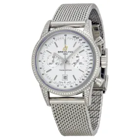 Breitling Transocean Chronograph Silver Dial Stainless Steel Unisex Watch A4131063-G757SS A4131063-G757-171A