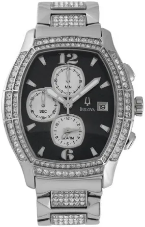 Bulova Crystal Steel Chronograph Black Men's Watch 96B000