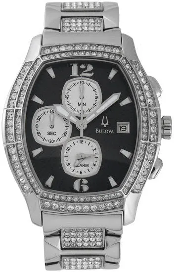 Bulova Crystal Steel Chronograph Black Men's Watch 96B000