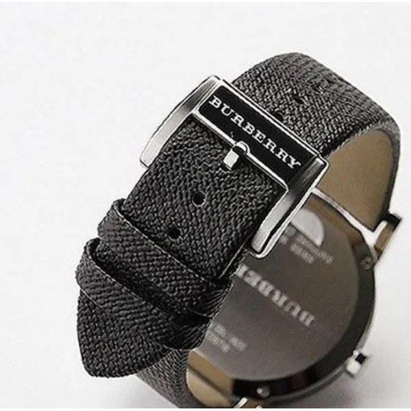 Burberry Leather Strap Nova Check Black Dial Unisex Watch BU9024