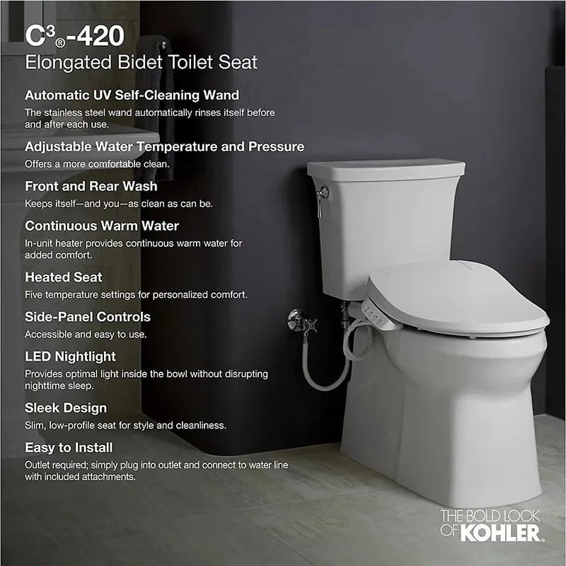 C3-420 Elongated Electronic Bidet Seat in White