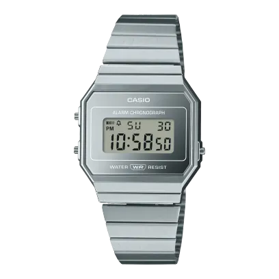 Casio Vintage Unisex Watch Digital Dial with Silver Stainless Steel Band, A700WEV-7ADF