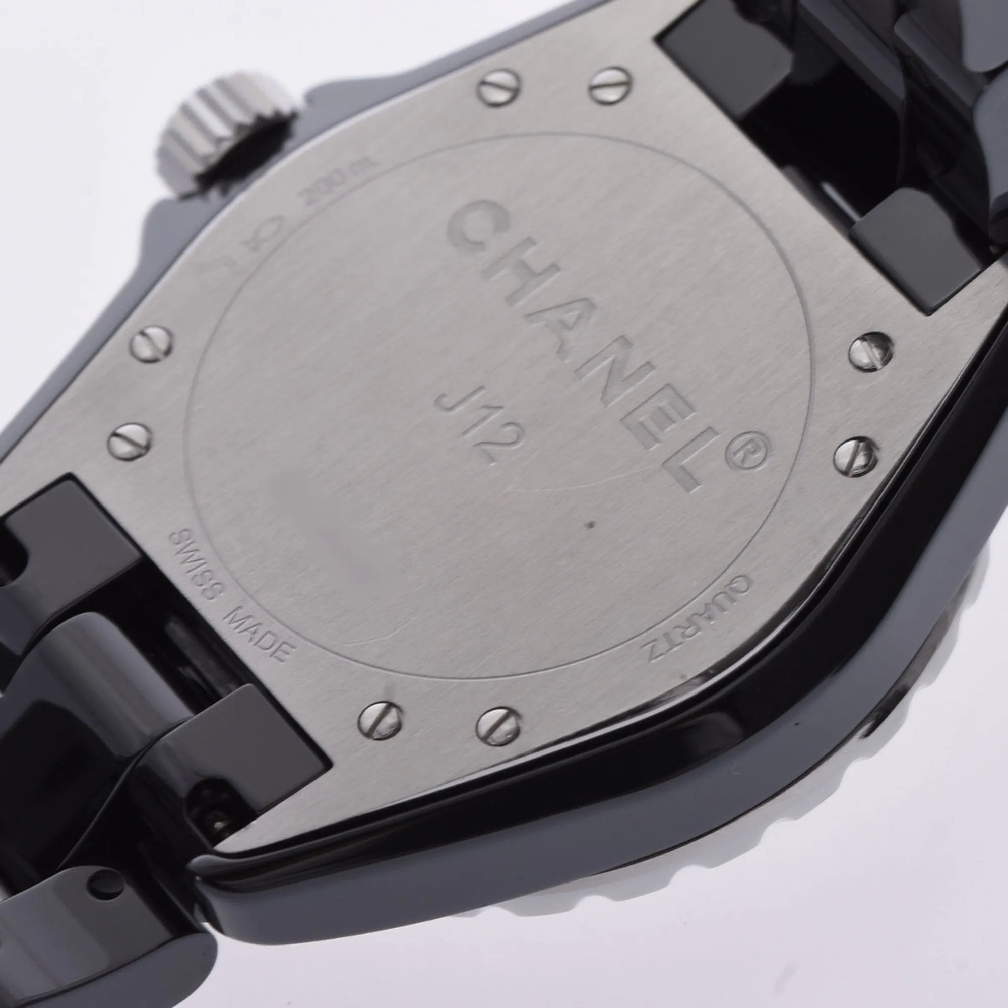 Chanel J12 38mm 11P Diamond Bezel H2428 Men's Black Ceramic SS Watch Quartz Dial