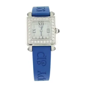Chopard Happy Sport White Dial Diamond Blue Rubber Ladies Watch 278892-23