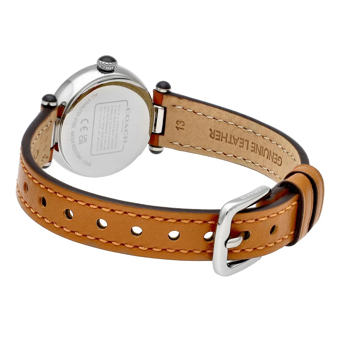Coach Cary Chalk Brown Leather Strap Women's Watch 14504016