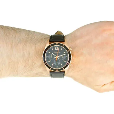 Coach Sullivan Chronograph Black Dial Black Leather Strap Watch For Men - 14602087