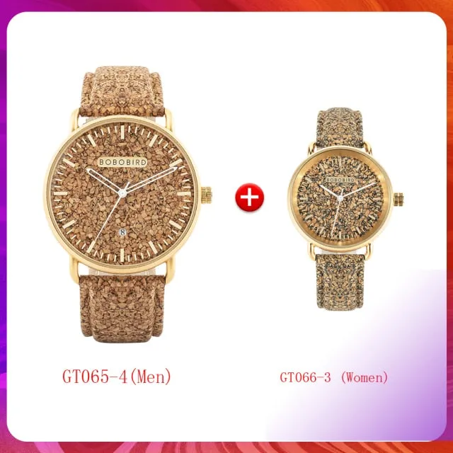 Couple Handmade Cork Strap Bamboo Women Watch