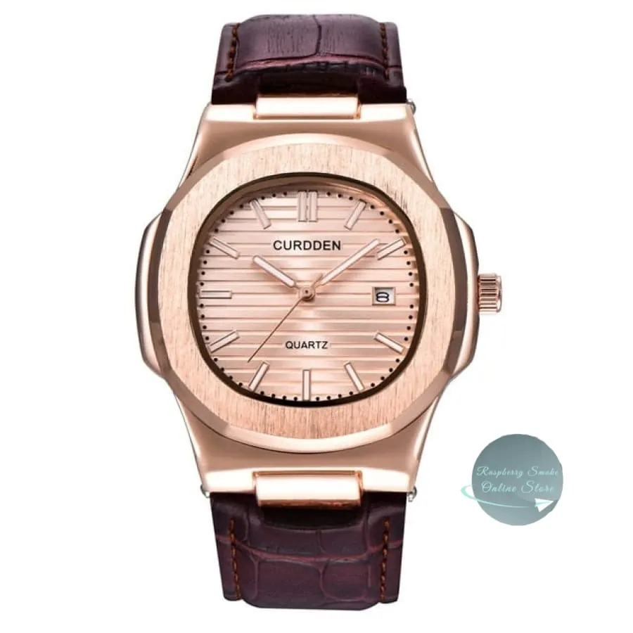 Curdden Men's Luxury Quartz Leather Watch