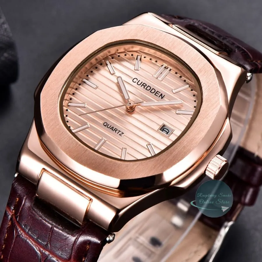 Curdden Men's Luxury Quartz Leather Watch