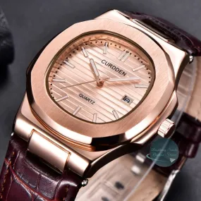 Curdden Men's Luxury Quartz Leather Watch