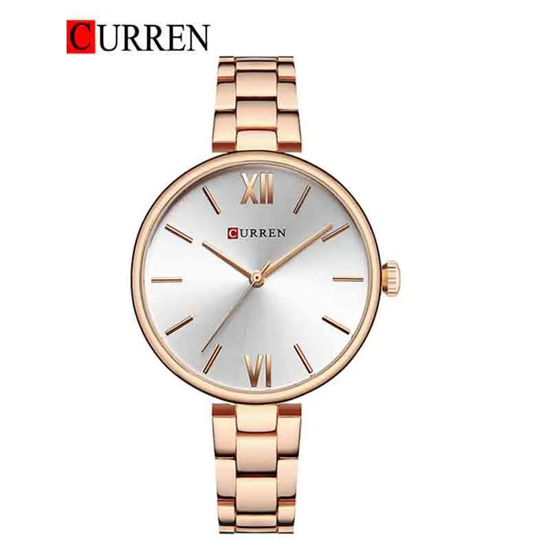 CURREN Original Brand Stainless Steel Band Wrist Watch For Women With Brand (Box & Bag)-9017