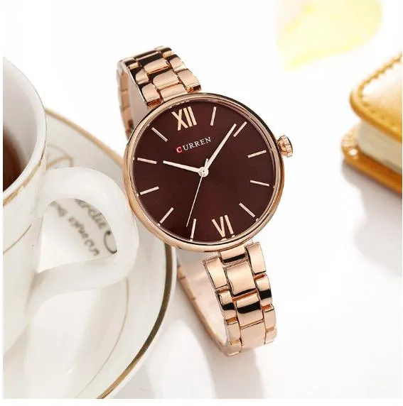 CURREN Original Brand Stainless Steel Band Wrist Watch For Women With Brand (Box & Bag)-9017