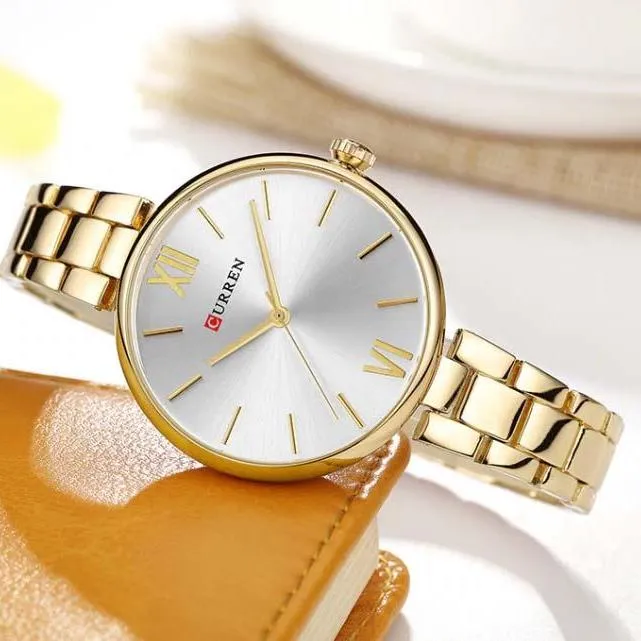 CURREN Original Brand Stainless Steel Band Wrist Watch For Women With Brand (Box & Bag)-9017