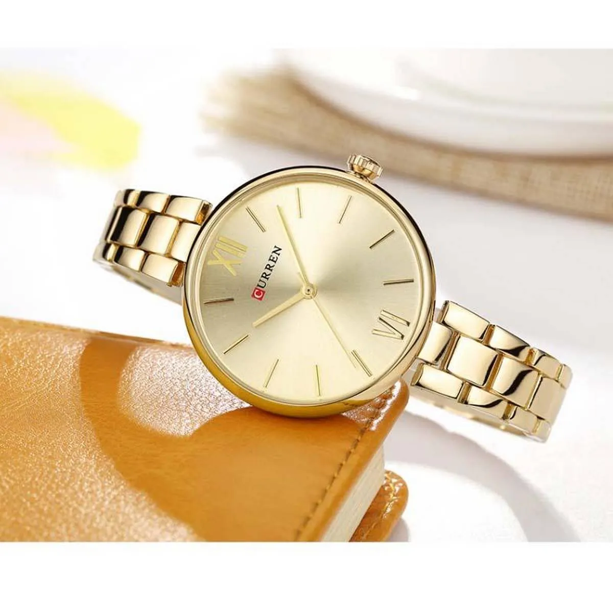 CURREN Original Brand Stainless Steel Band Wrist Watch For Women With Brand (Box & Bag)-9017