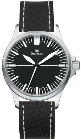 Damasko Watch DK30 Black Single Stitch Leather Pin